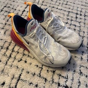 Nike White Sneakers with Pink and Yellow Accents
